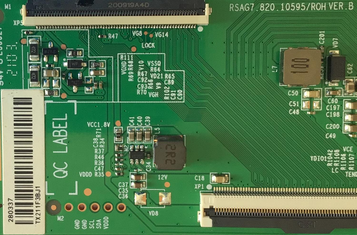 T-CON PARA TV HISENSE / NUMERO DE PARTE 280337 / RSAG7.820.10595/ROH / TX211F3BJ1 / MODELO 55U6G 55A66FUA - Imagen 2